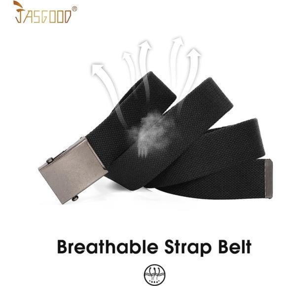 Canvas Web Belt for Men Adjustable Cloth Fabric Military Belt with Metal Buckle - Picture 5 of 6